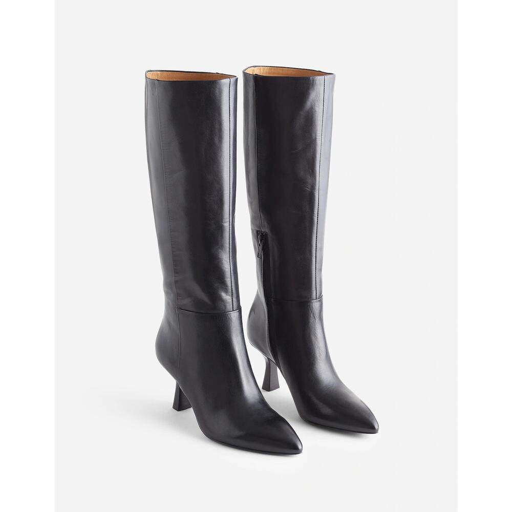 Madewell Women's The Justine Knee Boots Leather Upper True Black Size 6 NWOB